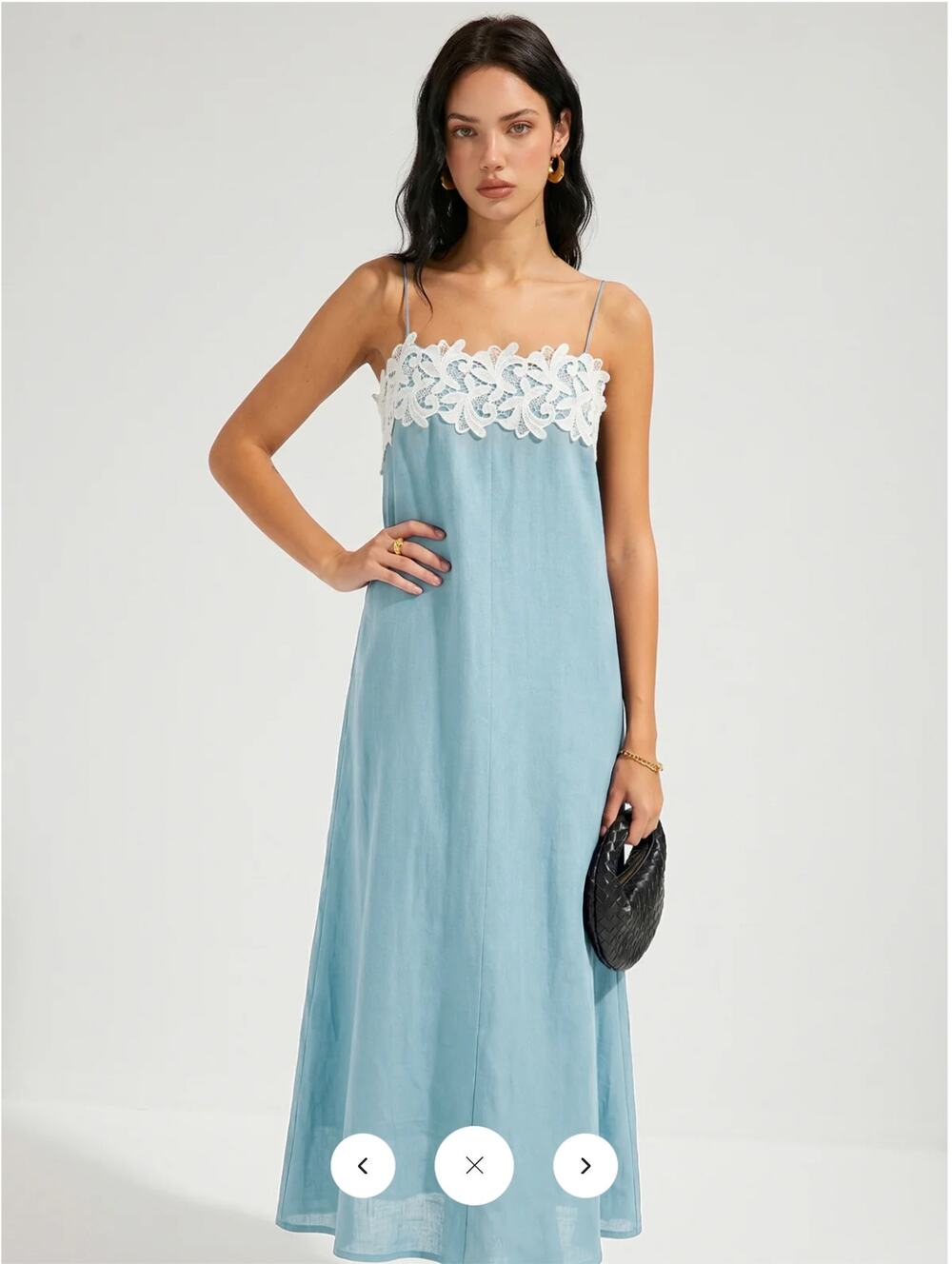 NWT Commense Lace Trim Linen-Blend Cami Maxi Dress Sz L